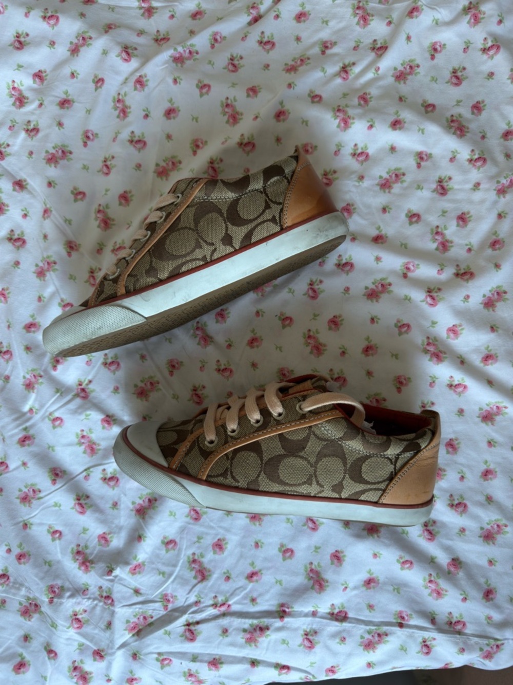 2000s Coach brown tan and orange sneakers with its original box